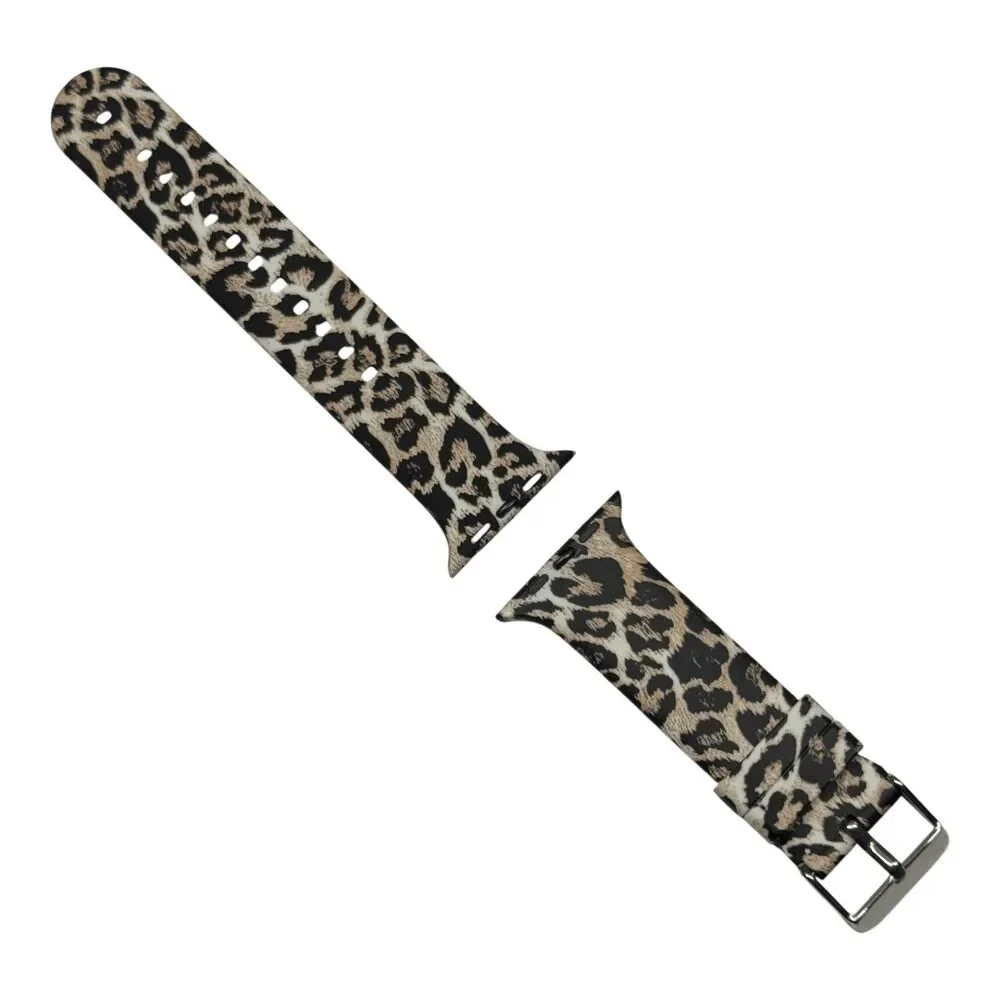 Unbranded Apple Watch 38-41mm Silicone Bands Leopard Floral Strap Set 2PCS